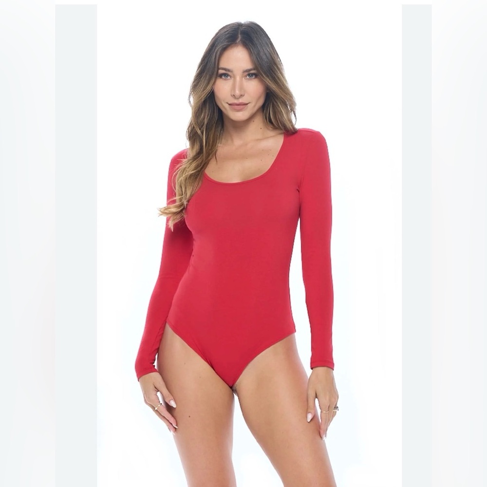 Red Long Sleeve Bodysuit, size XL